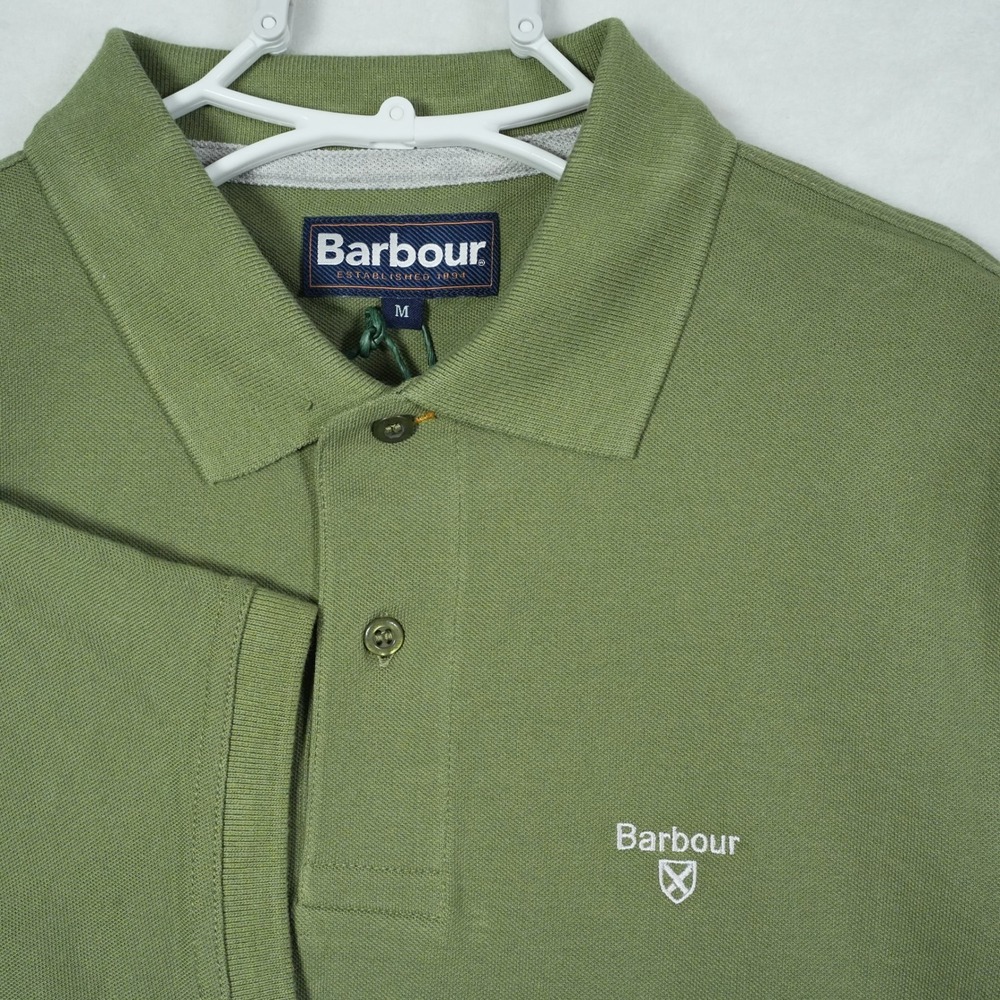 Barbour Mens Lightweight Sports Polo Shirt Burnt Olive Green Size M - READ